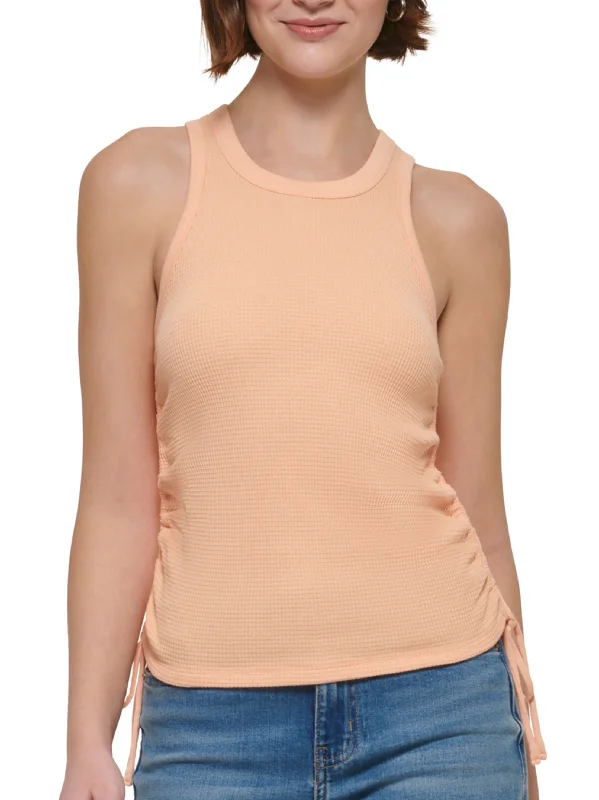 Women's Side-Ruched Tank Top,Light Orange