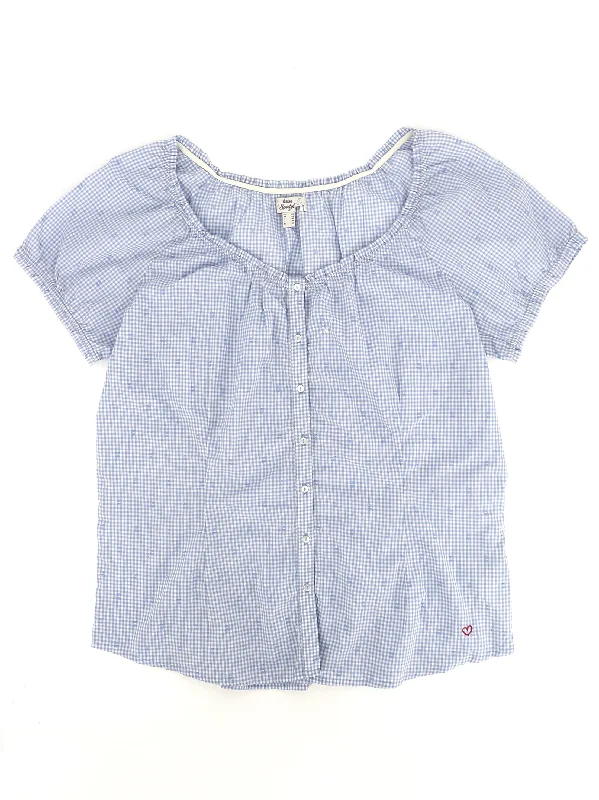 Women's Plaid Top,Light Blue