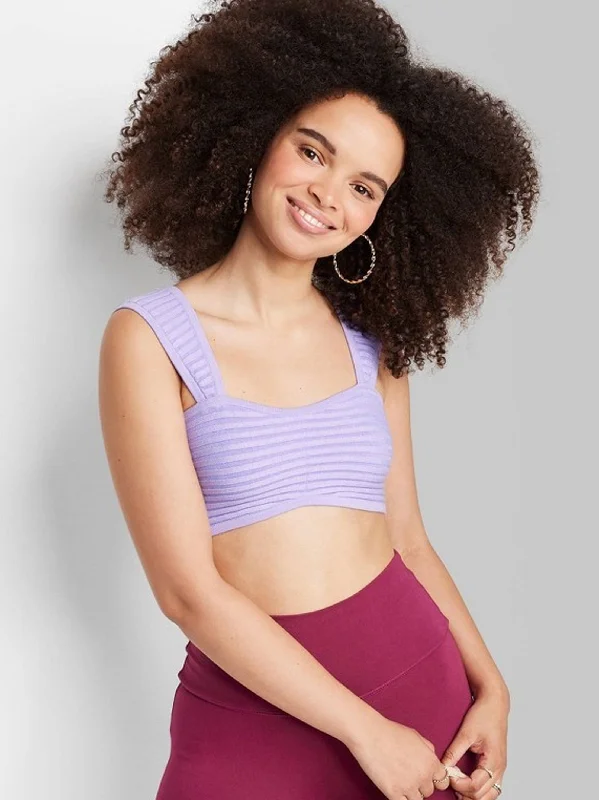 Women's Ribbed Sweater Bra Top,Light Purple