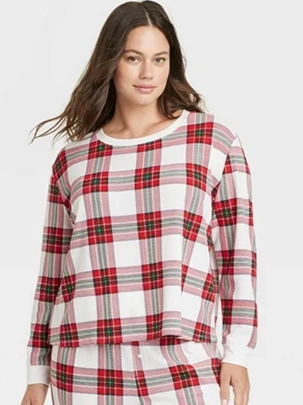 Women's Plaid Sleepwear Top,Multi