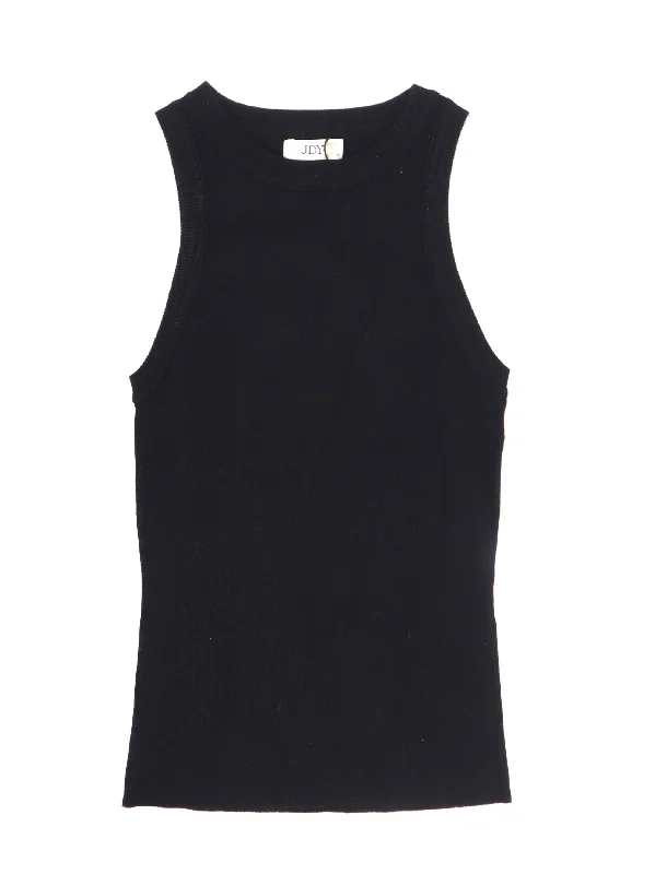 Women's Plain Knitted Tank Top,Black