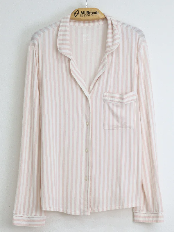 Women's Striped Sleepwear Top,Light Pink