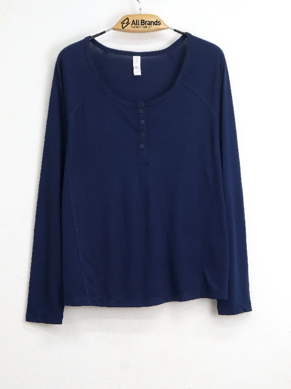 Women's Plain Solid Sleepwear Top,Navy