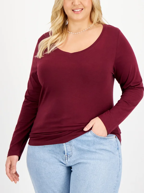 Women's Plain Top,Wine