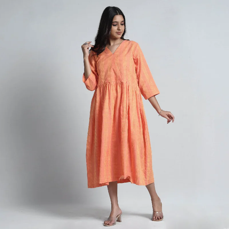 Peach - Exquisite Jacquard Cotton Dress