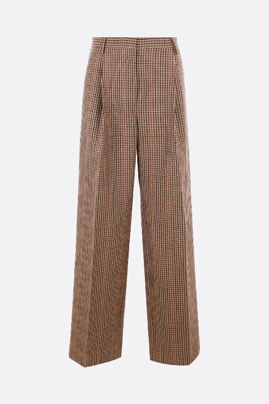 Porter check wool pleated trousers