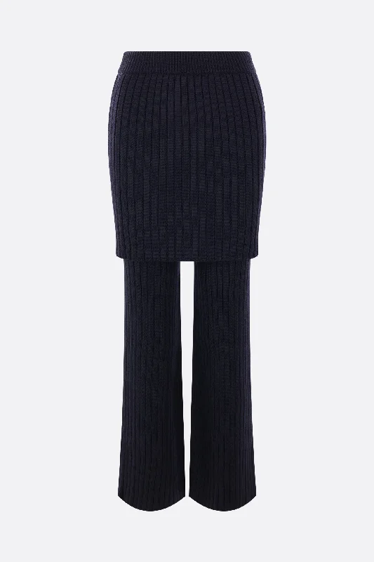 rib knit skirt-trousers