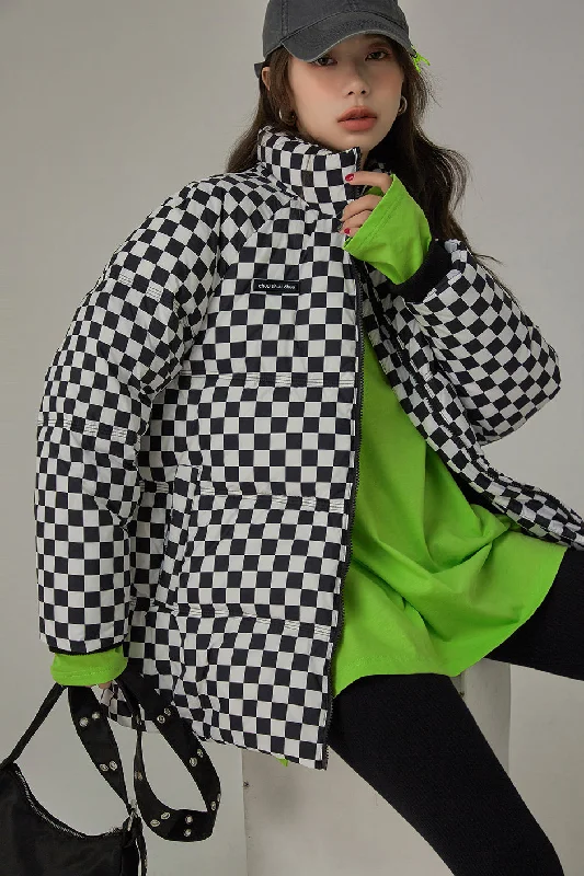 Always Standing Out Checkered Padded Jacket